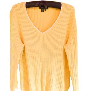 Ralph Lauren 100% Cotton yellow/white Sweater SZ L